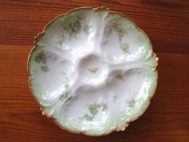 A lovely early Charles Haviland French Limoges bone china oyster plate made in 1882